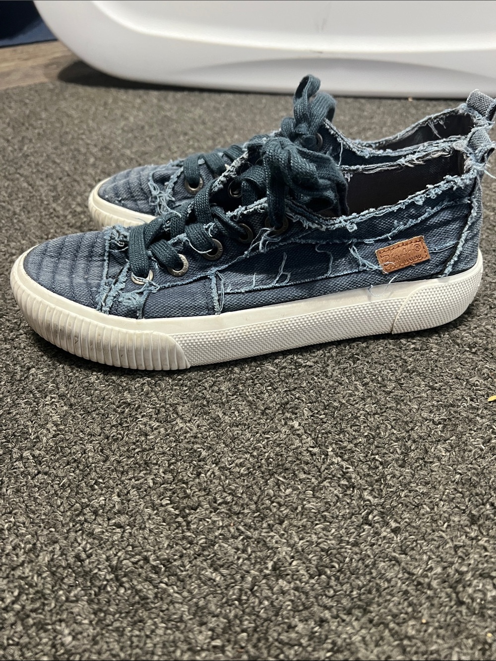 Blowfish Malibu Casual Distressed Denim Lace-Up Sneakers - Blue